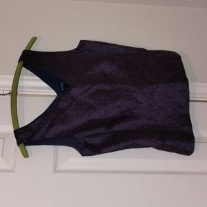 Ann Taylor Blue Silk Floral Pattern Sleeveless Top Size 2